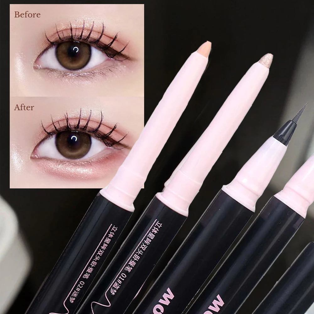 Korean Double Head Matte Pink Lying Silkworm Pen Waterproof