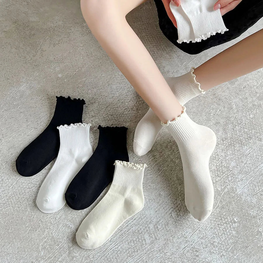 6 Pairs Cute Lace Mid Tube Socks Women's Lolita