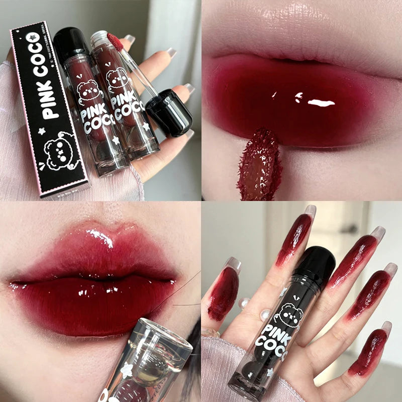 Korean Black Mirror Water Lip Gloss Sexy Red