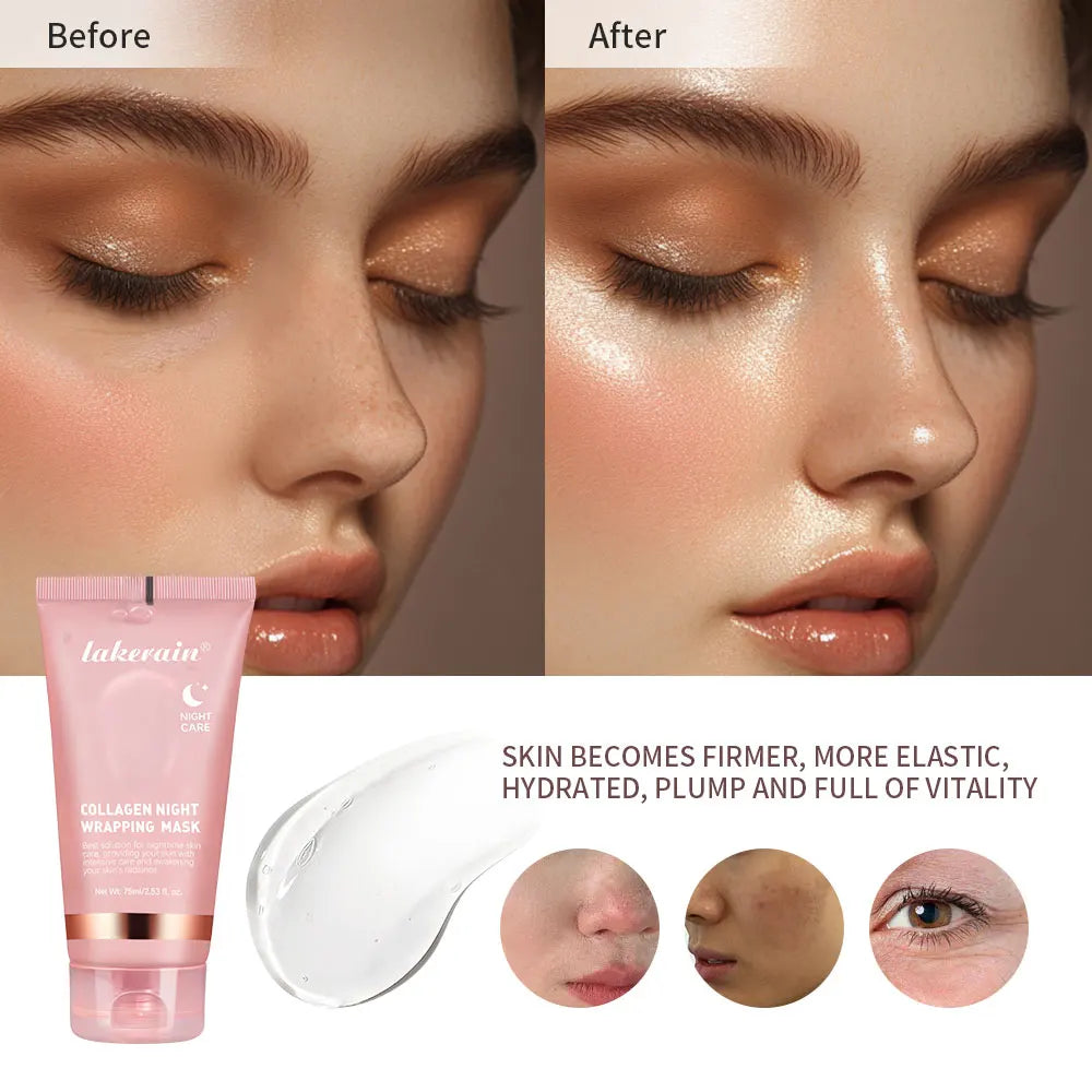 Korean Night Collagen Wrapping  Face Mask Make Glowy Skin