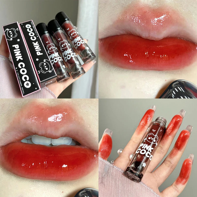 Korean Black Mirror Water Lip Gloss Sexy Red