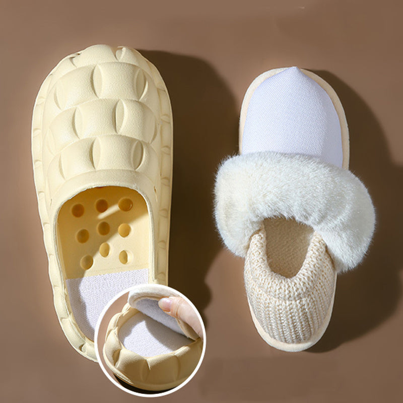 Bubble Shoes With Foldable Heel Slippers Women Warm Indoor House Shoes